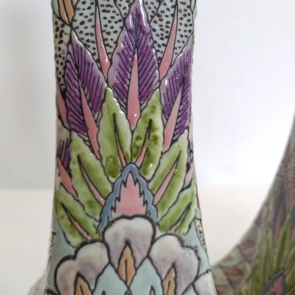 Vintage Chinoiserie Candle Holders Pastel Textured Boho Decor - Picture 5 of 8